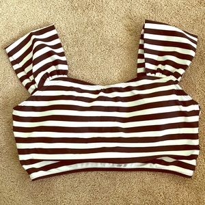 Swim cap sleeve crop top